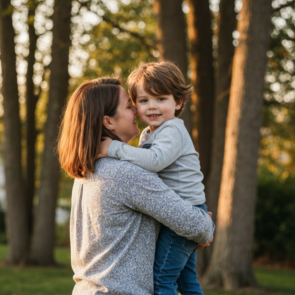 Foster family walking together at sunset